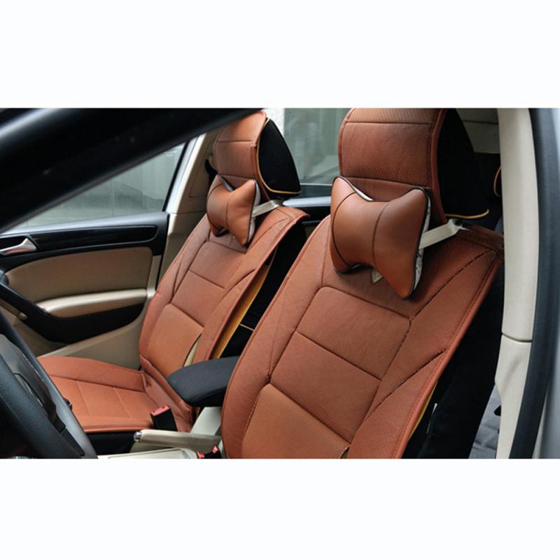 1pcs Universal Car Neck Pillows PVC Leather Breathable Mesh Auto Car Neck Rest Headrest Cushion Headrest Pillow Pillow Neck Pillows Both Side Pu Leather Pack Headrest Fit for Most Cars Filled Fiber Universal Car Pillow Car Interior Accessories