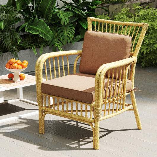 2-Pack Outdoor Patio Cushion Set with Removable Covers-Brown