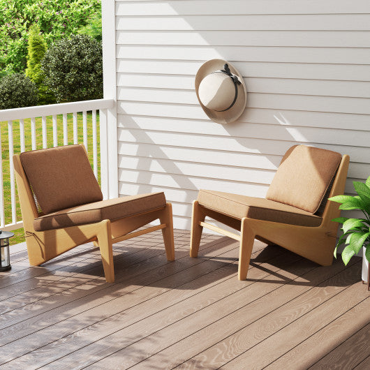 2-Pack Outdoor Patio Cushion Set with Removable Covers-Brown