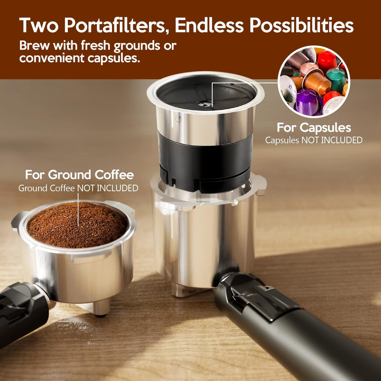 2 in 1 Espresso Machines Support Capsule Coffee Automatic Cappuccino Coffee Maker CM8054