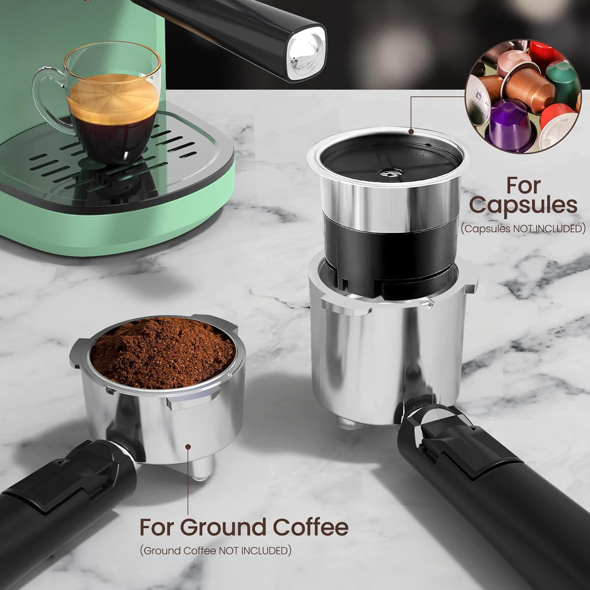 2 in 1 Espresso Machines Support Capsule Coffee Automatic Cappuccino Coffee Maker CM8054