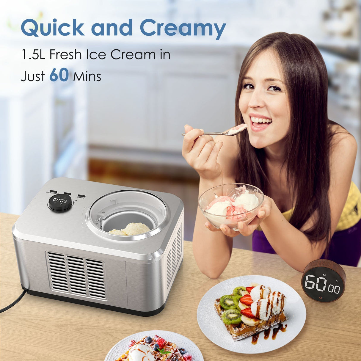 2 in 1 Ice Cream Machine for Gelato Yogurt Sorbet IC3915SY