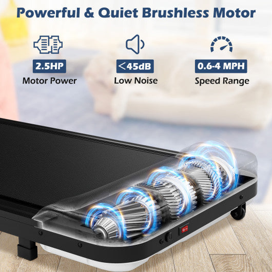 2.5HP Under Desk Treadmill with Remote Control and 3 Countdown Modes-White