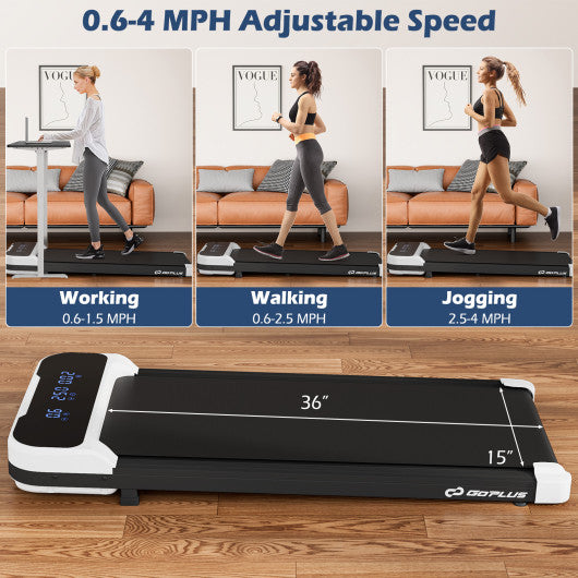 2.5HP Under Desk Treadmill with Remote Control and 3 Countdown Modes-White