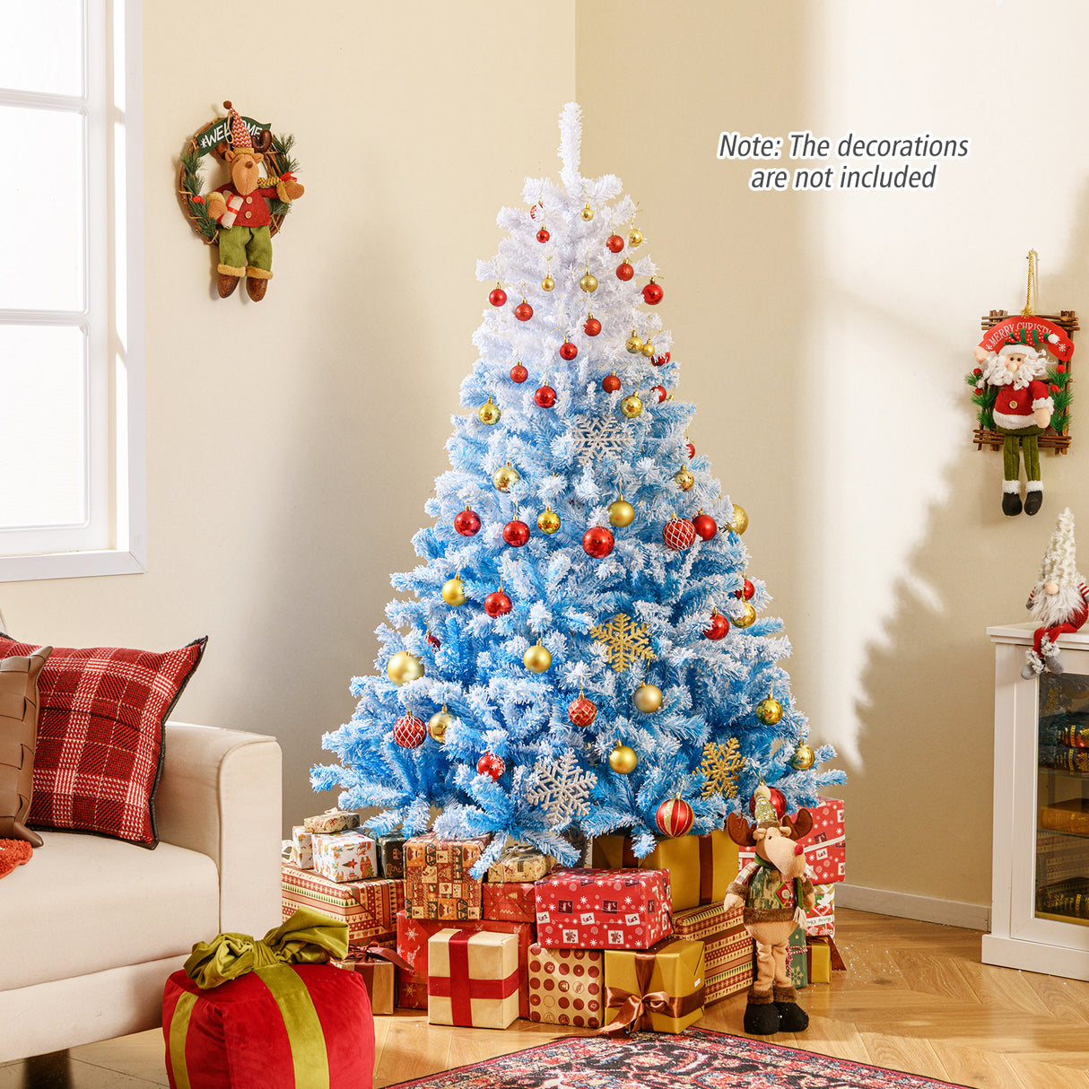 2025 New Artificial Christmas Tree with 456 Branch Tips and Folding Metal Stand-6FT