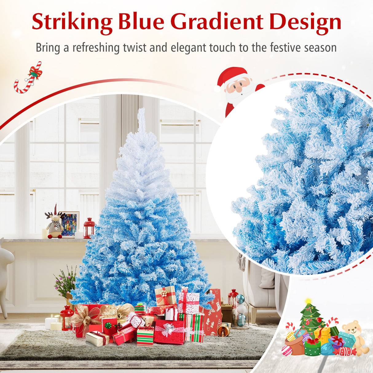 2025 New Artificial Christmas Tree with 456 Branch Tips and Folding Metal Stand-6FT