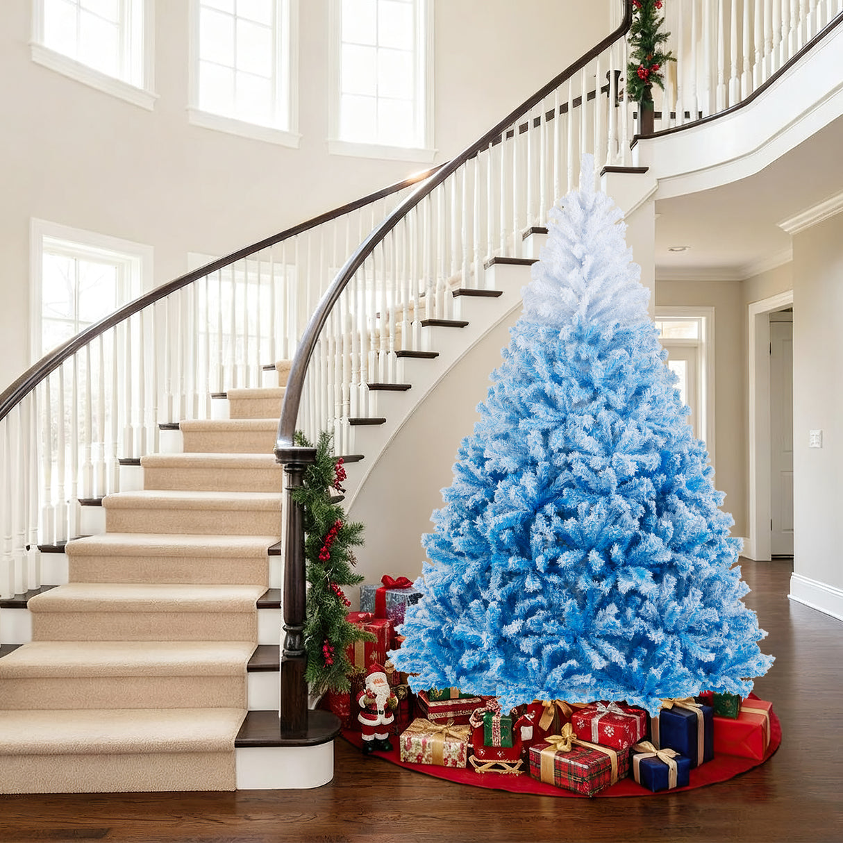 2025 New Artificial Christmas Tree with 456 Branch Tips and Folding Metal Stand-7FT