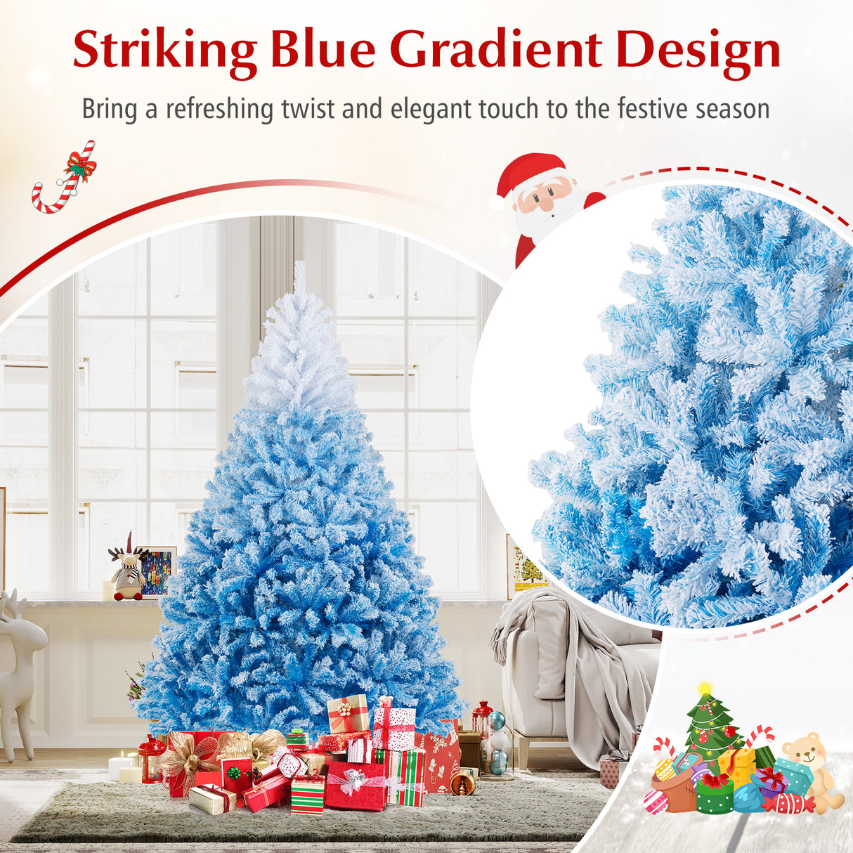 2025 New Artificial Christmas Tree with 456 Branch Tips and Folding Metal Stand-7FT