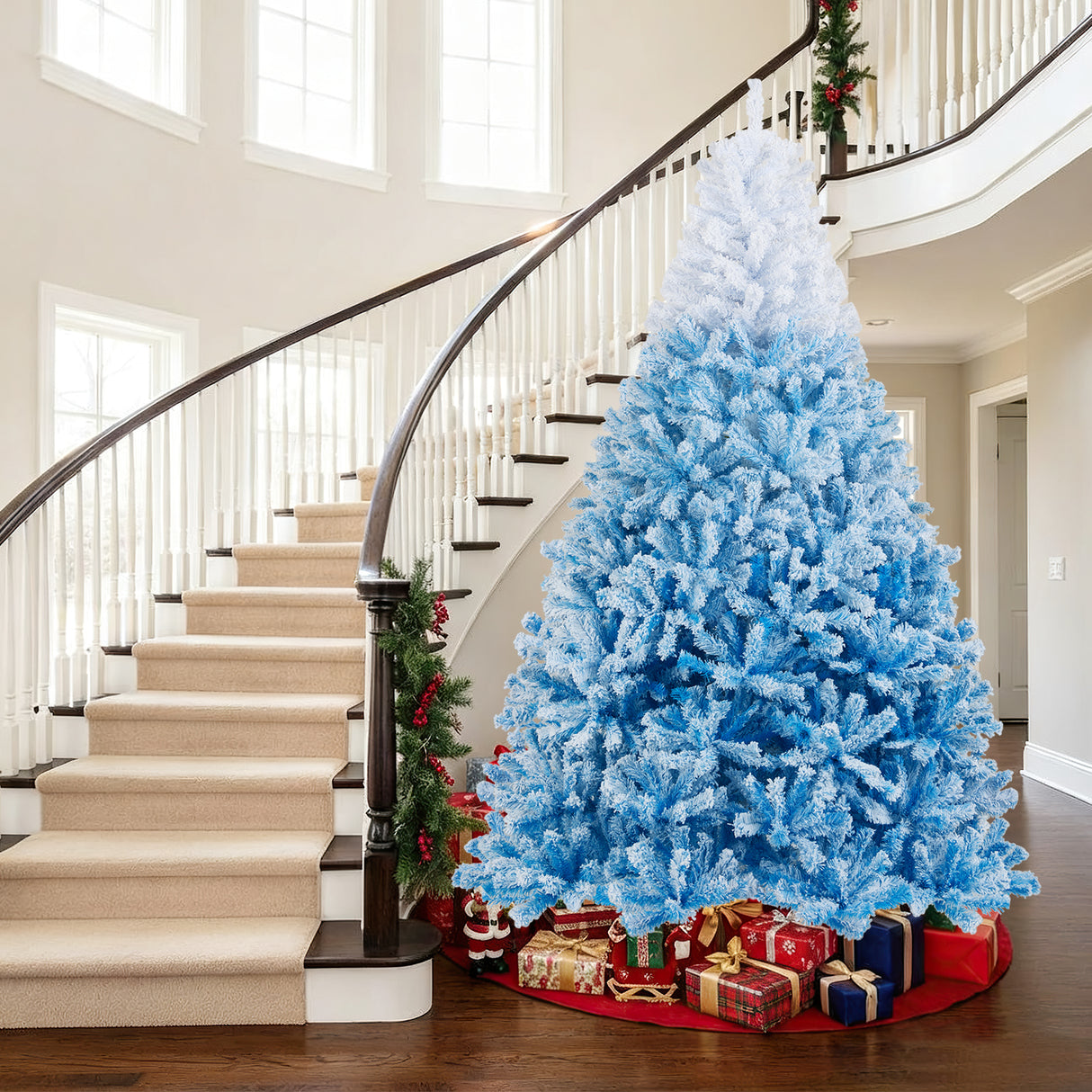 2025 New Artificial Christmas Tree with 456 Branch Tips and Folding Metal Stand-8FT