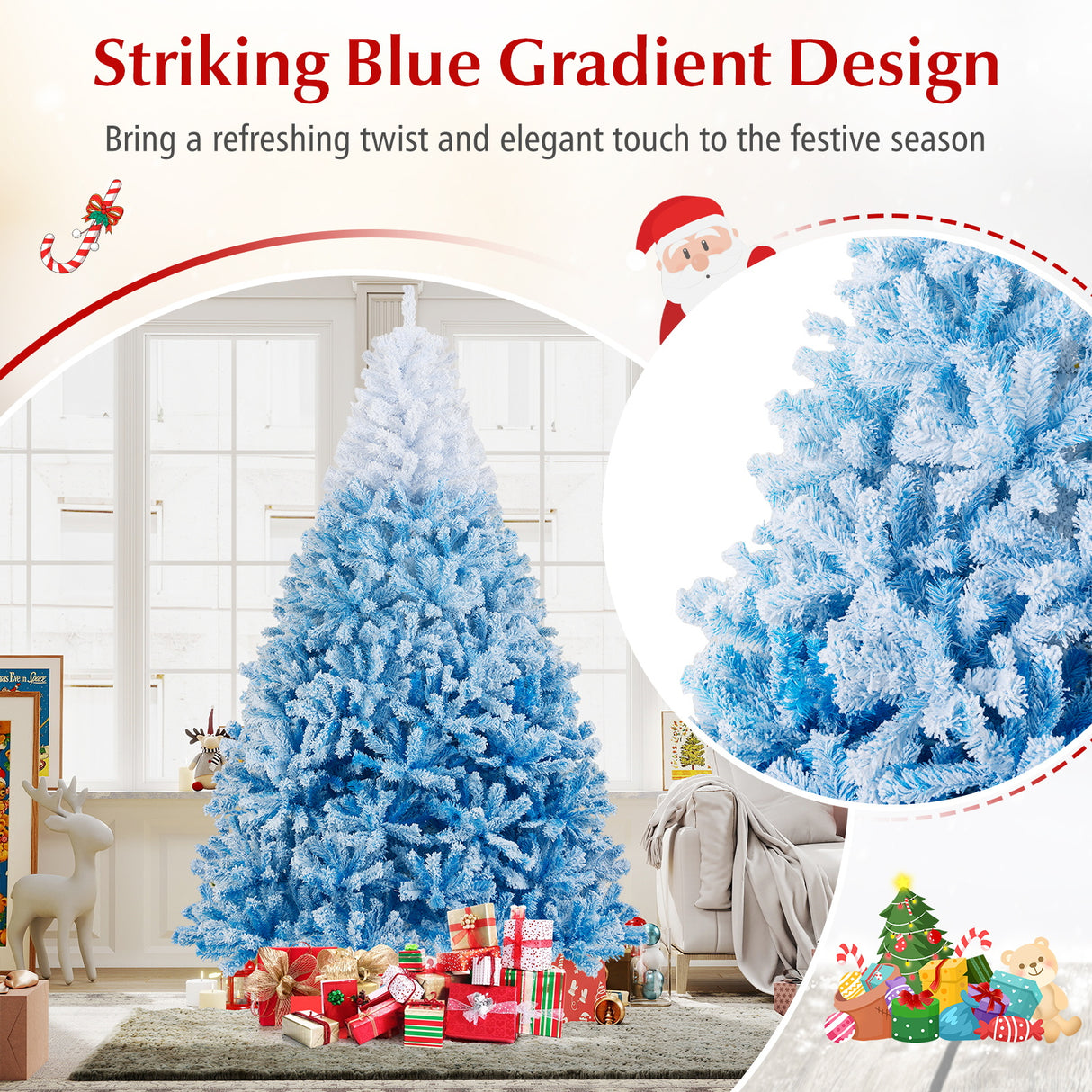 2025 New Artificial Christmas Tree with 456 Branch Tips and Folding Metal Stand-8FT