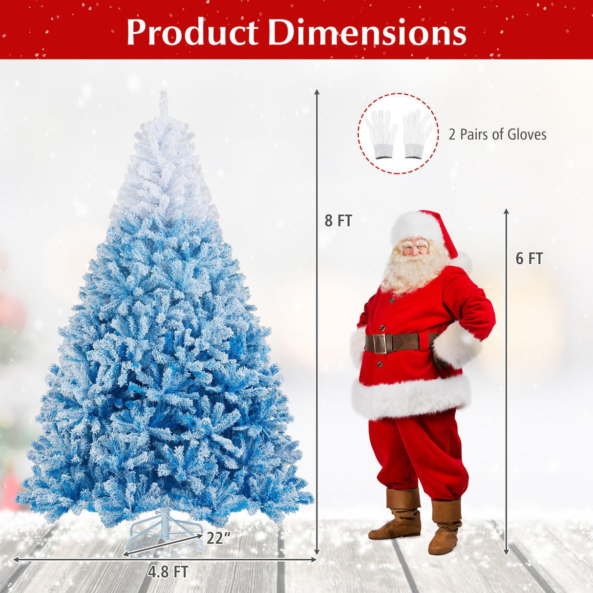 2025 New Artificial Christmas Tree with 456 Branch Tips and Folding Metal Stand-8FT