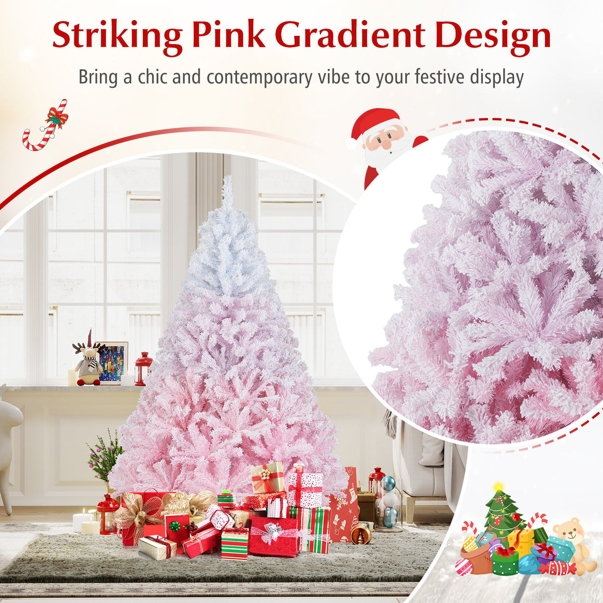 2025 New Artificial Christmas Tree with Folding Metal Stand and 456 Branch Tips-6FT