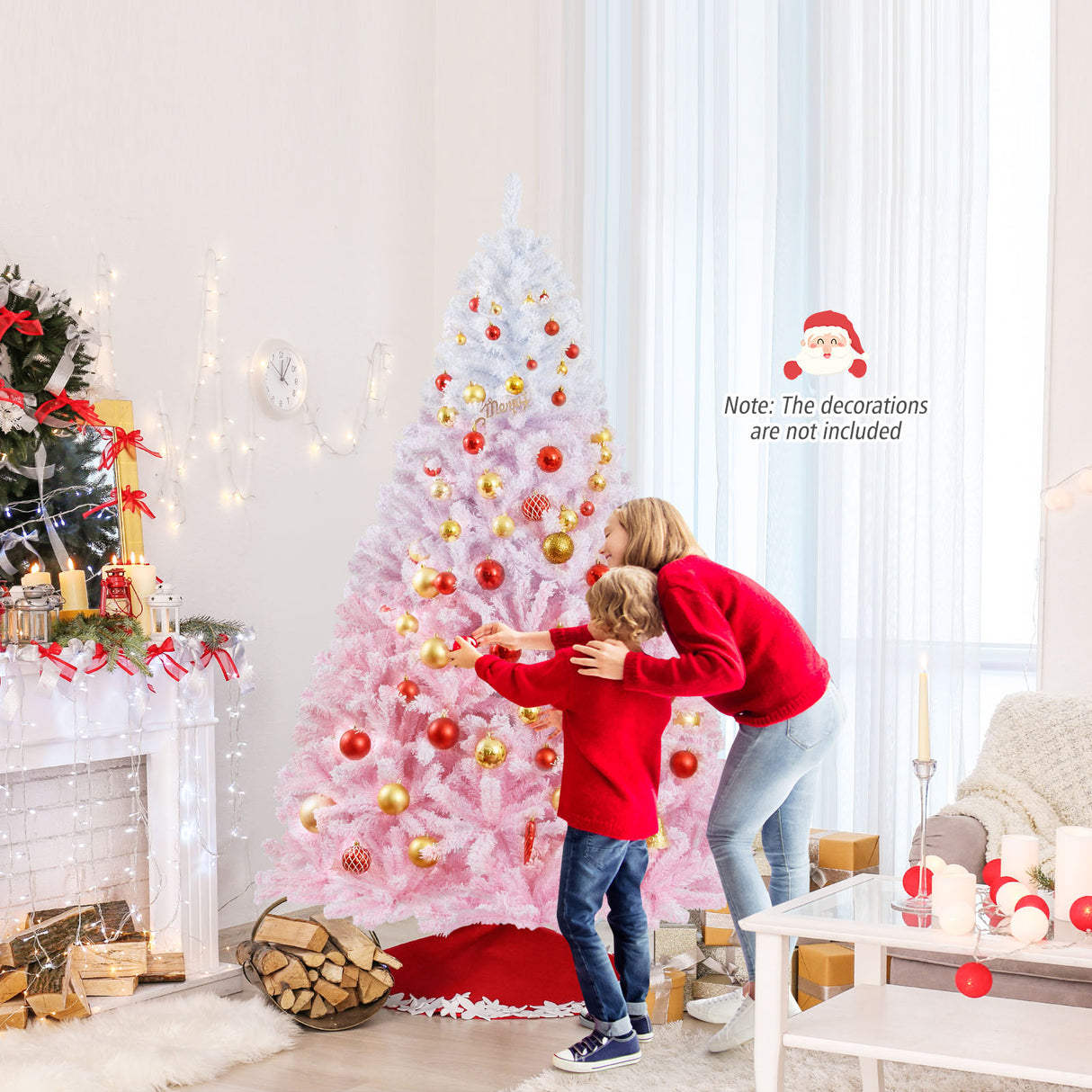 2025 New Artificial Christmas Tree with Folding Metal Stand and 456 Branch Tips-7FT