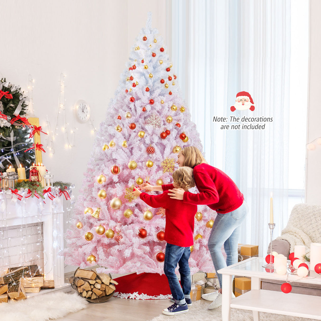 2025 New Artificial Christmas Tree with Folding Metal Stand and 456 Branch Tips-8 FT