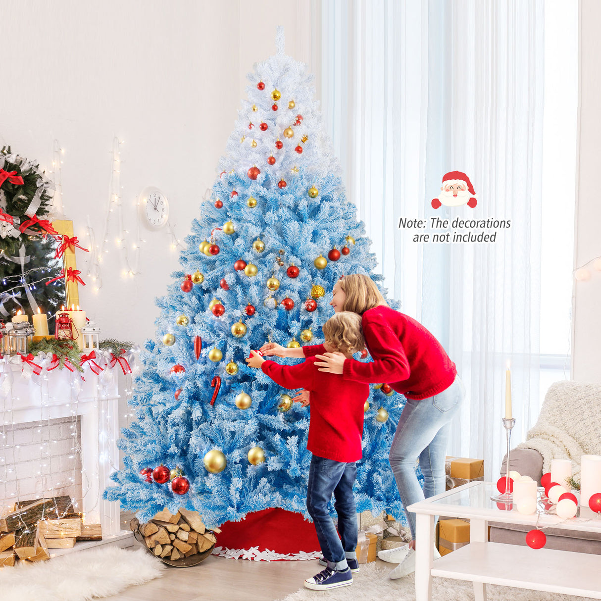 2025 New Artificial Christmas Tree with 456 Branch Tips and Folding Metal Stand-8FT