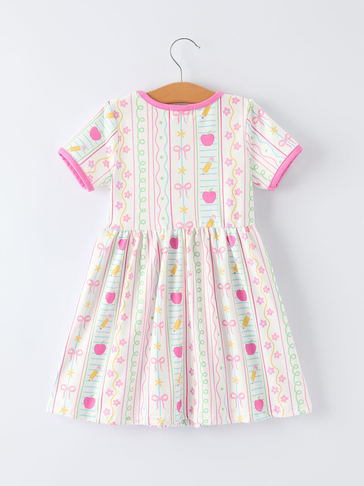 Back to School Girl Short Sleeve Dress Pocket Detail