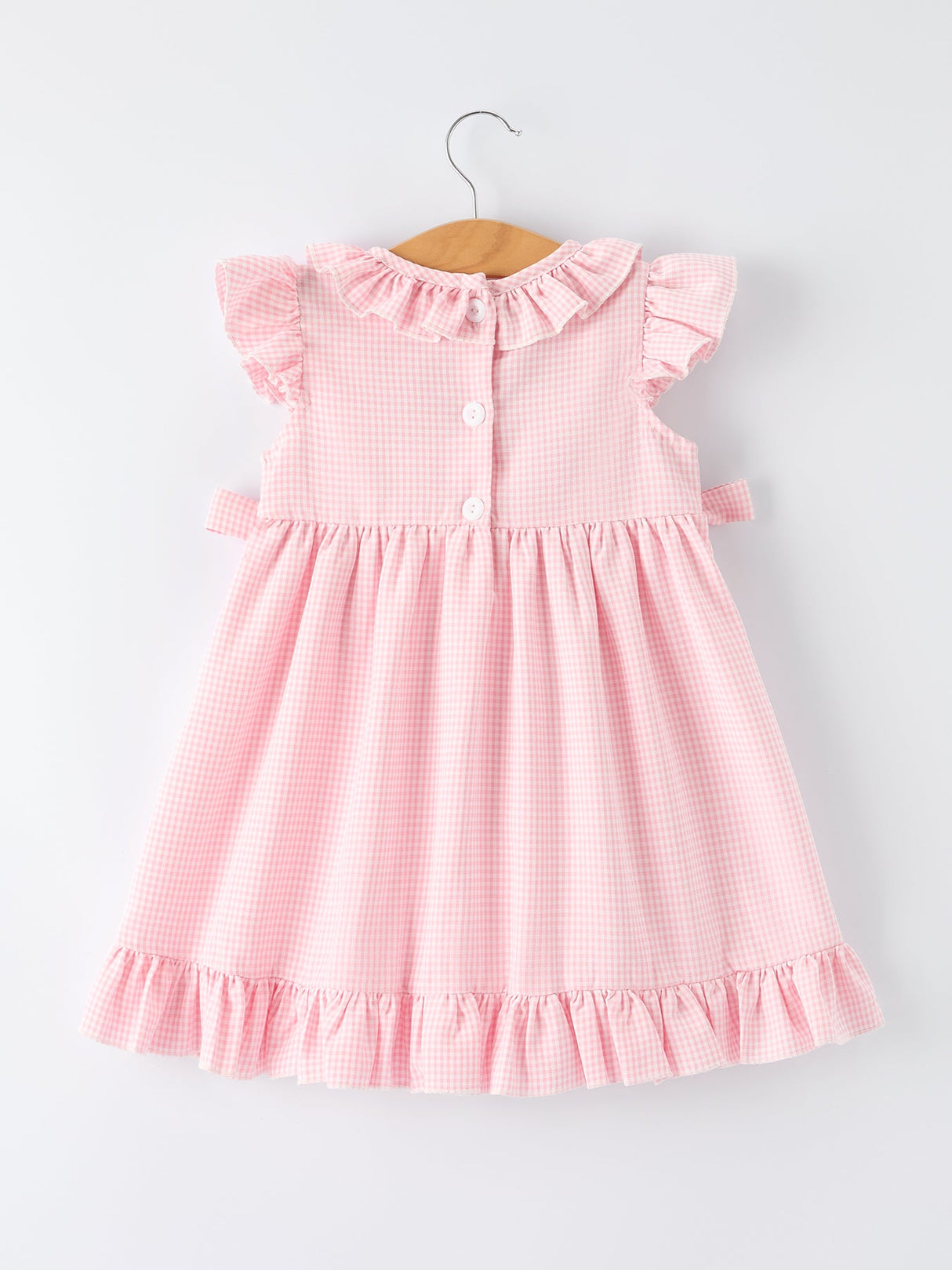 Back to School Pencil Plaid Girls Smocked Ruffle Collar Dress