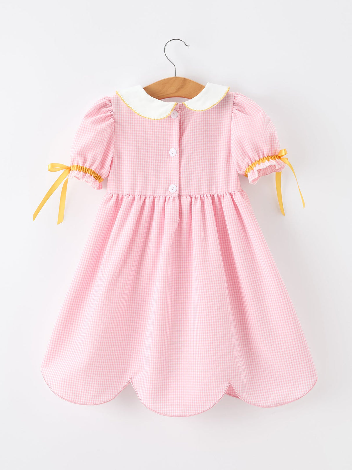 Girls Back To School Pencil Twirl Dress Bow Applique Smocked