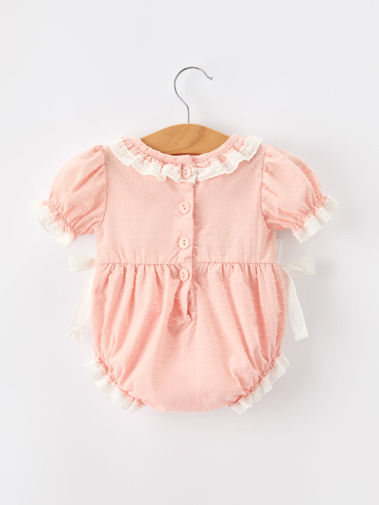 Western Horse Embroidery Girls Romper Lace Petals Collar Puff Sleeve