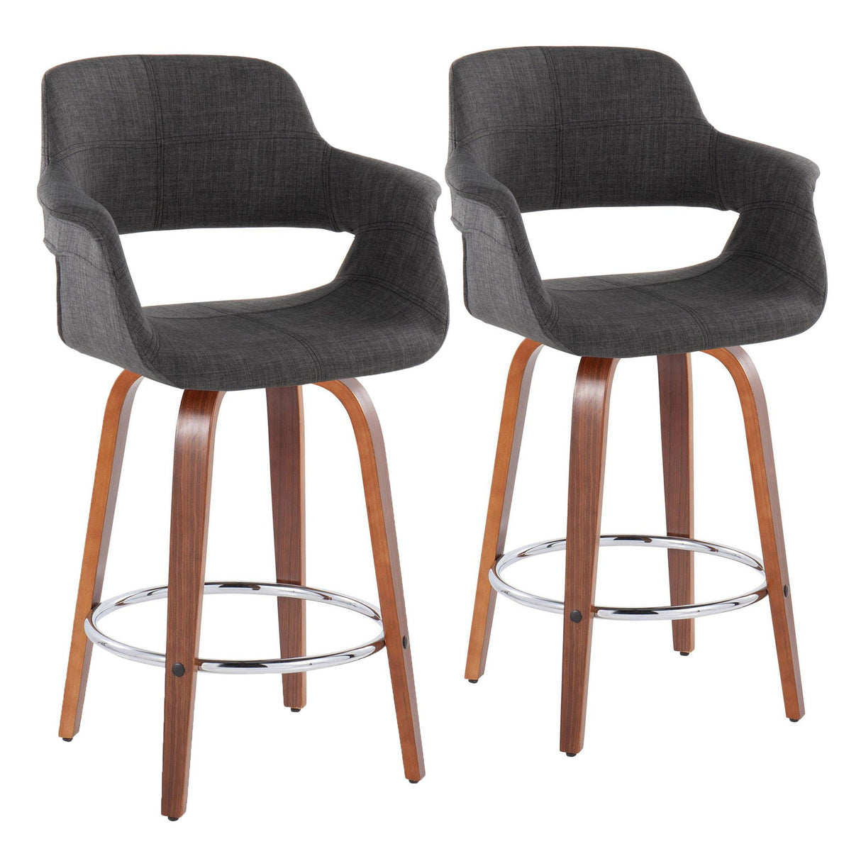 Vintage Flair - Mid-Century Modern Fixed Height Counter Stool With Swivel With Round Footrest (Set of 2) by Couch.com