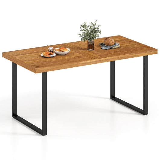 Acacia Wood Dining Table for 6 People Wooden Rectangular Table
