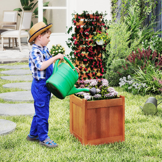 Outdoor Wooden Raised Garden Bed with Trellis