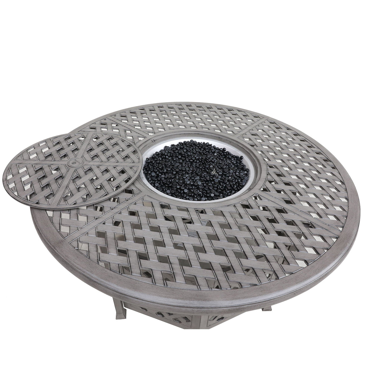 Cast Aluminum Propane Gas Firepit Table, Chat Height - Gray by Couch.com