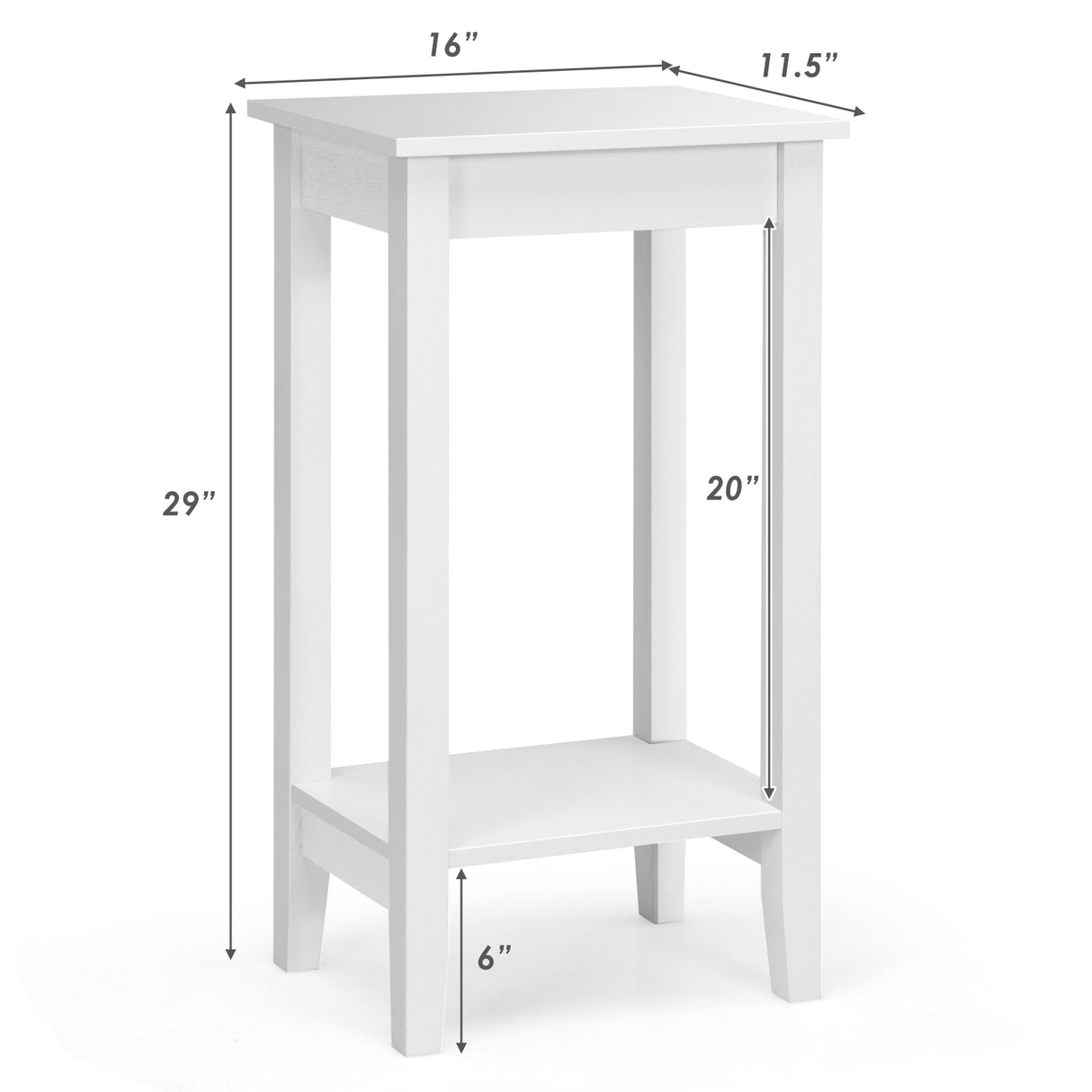 Set of 2 Versatile 2-Tier End Table with Storage Shelf-White