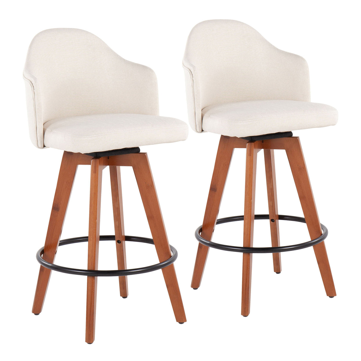 Ahoy - Contemporary Fixed Height Counter Stool With Bamboo Round Footrest (Set of 2) by Couch.com