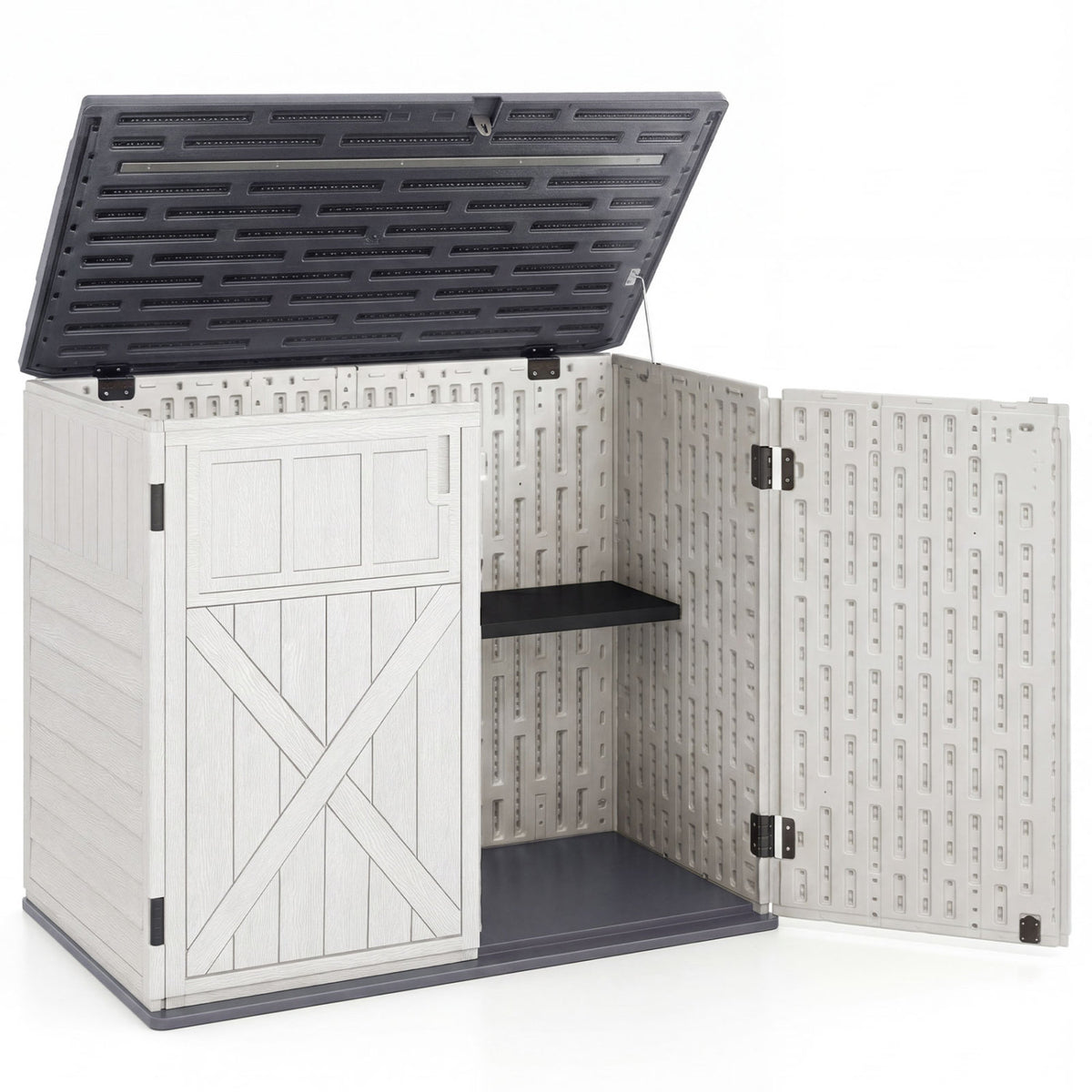 20 Cu.Ft Horizontal Resin Storage Shed with Adjustable Shelf-White