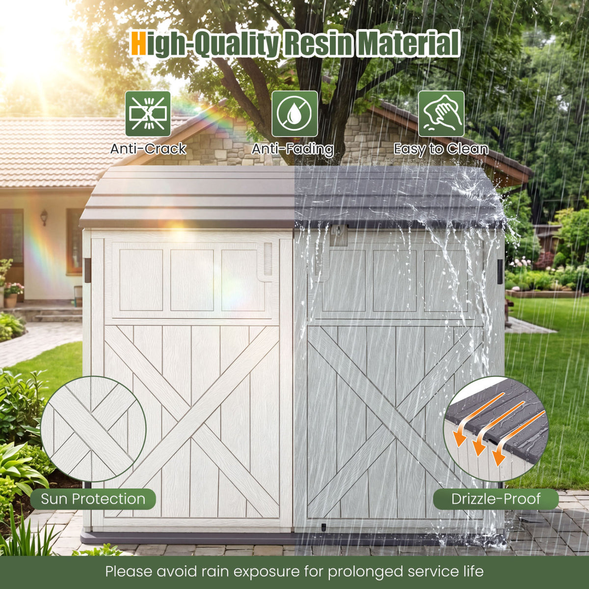 20 Cu.Ft Horizontal Resin Storage Shed with Adjustable Shelf-White