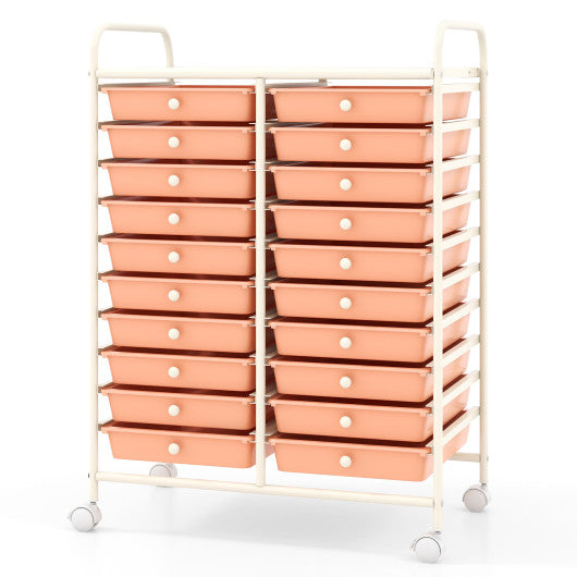 20 Drawers Rolling Storage Cart Studio Organizer-Peach