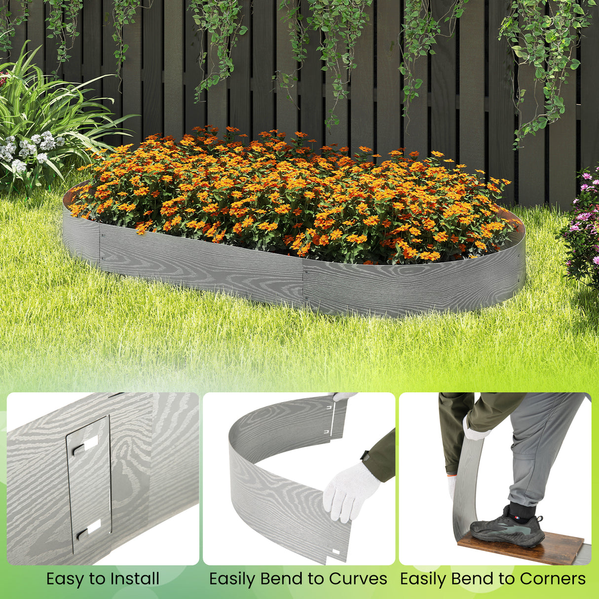 6-Pack 20 FT Galvanized Metal Landscape Edging for Lawn Yard(Patented)