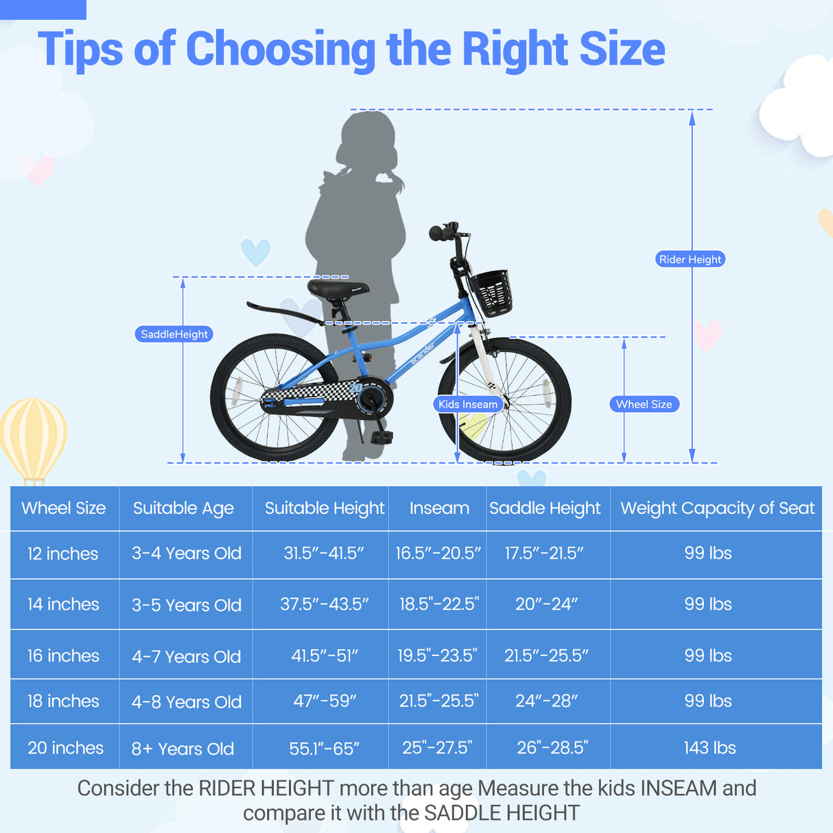 20 Inch Kids Bike Adjustable with Kickstand and Storage Basket for Aged 8+ Years-Navy