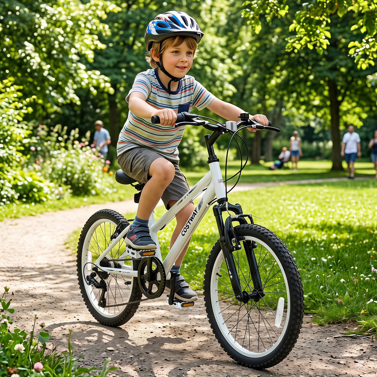 20 Inch Kids Mountain Bike with Adjustable Seat-White