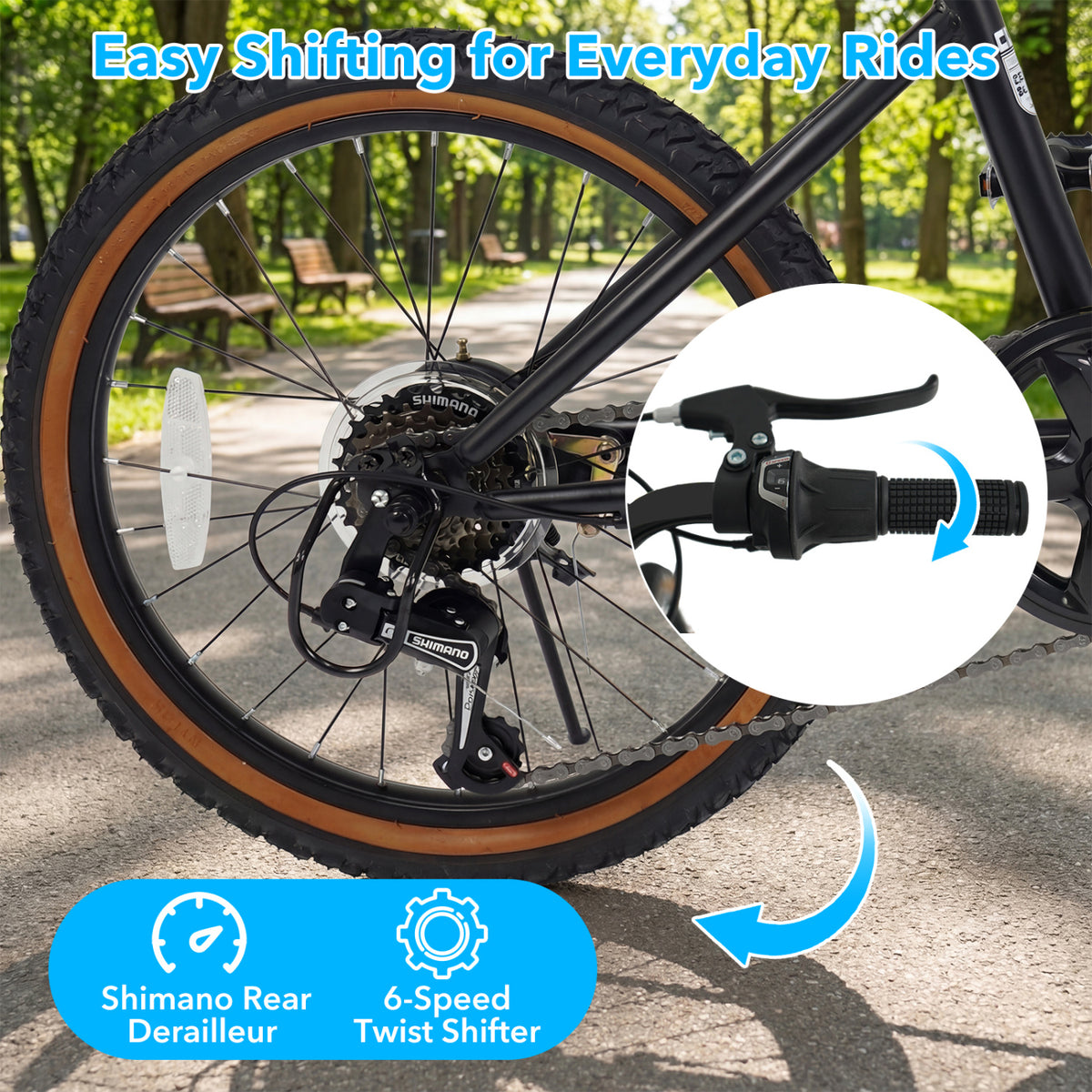 20 Inch LED-lit Cycling Bike with 2 Speakers and Ambient Lights for Men and Women-Black