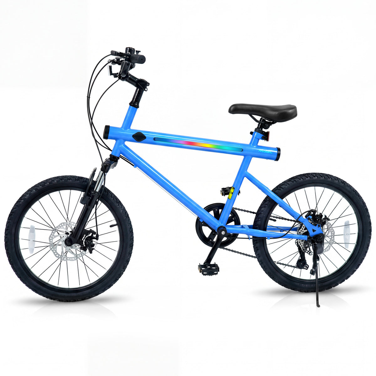 20 Inch Commuter Bicycle LED-lit with 6-Speed Shimano Twist Shifting and Stereo Speakers-Blue