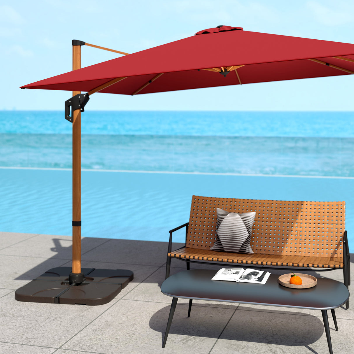 20 Inch Patio Offset Water Filled Plate Umbrella Base Sand-Coffee