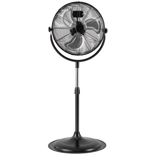 18 Inches High Velocity Pedestal Fan with 3 Speeds and Adjustable Height-Black