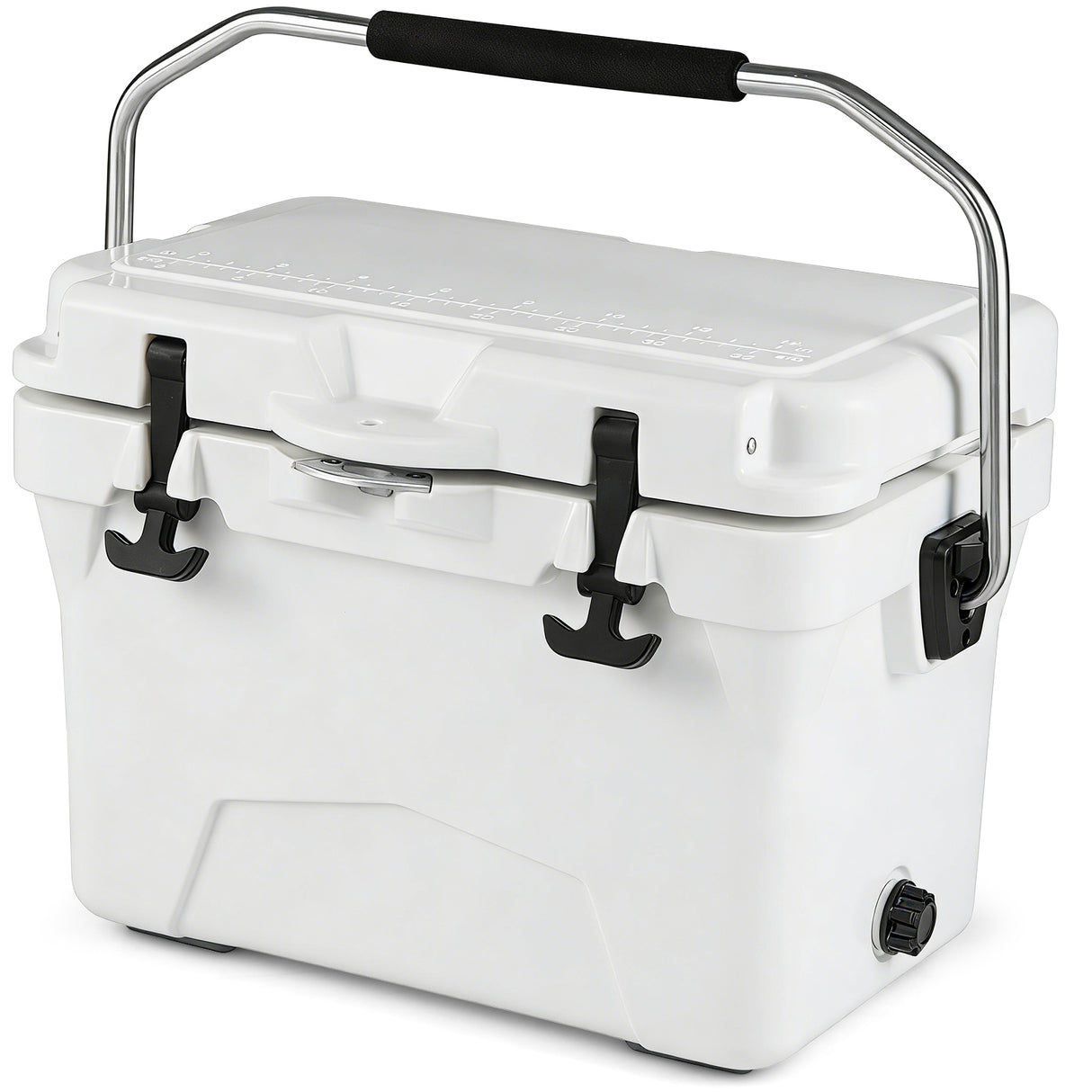 20 Quart Portable Hard Cooler with Built-in Ruler and Bottle-White