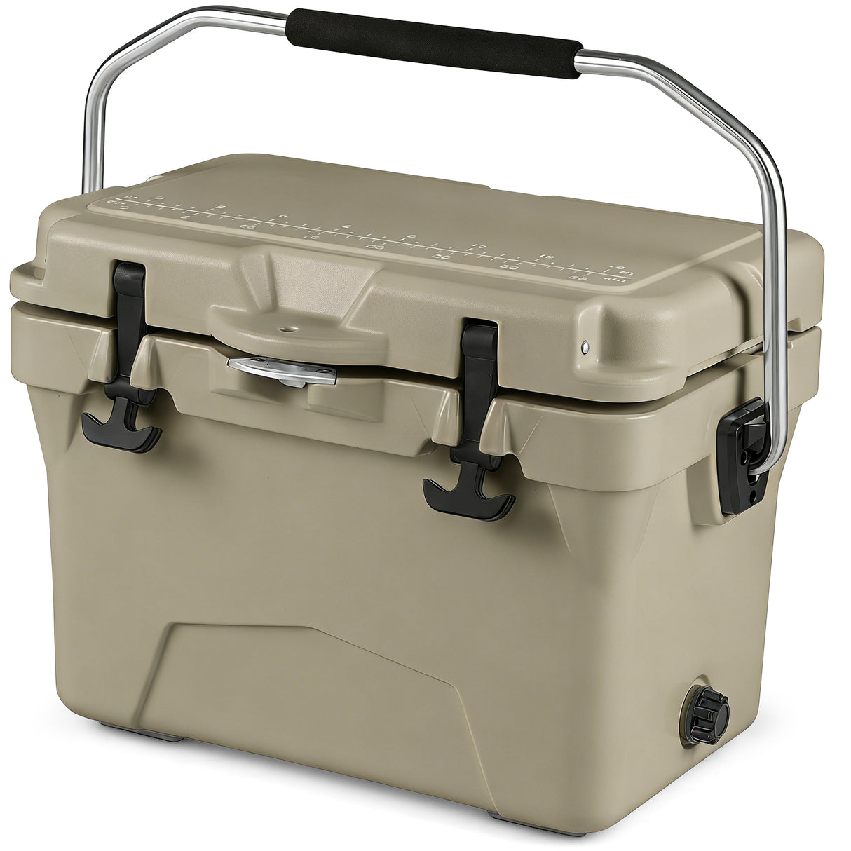 20 Quart Portable Hard Cooler with Built-in Ruler and Bottle-Khaki