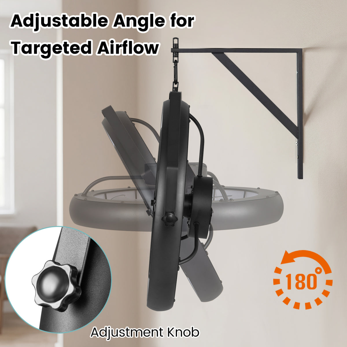 20†Wall Mounted Fan with Dimmable LED Light and 6 Wind Speeds-Black