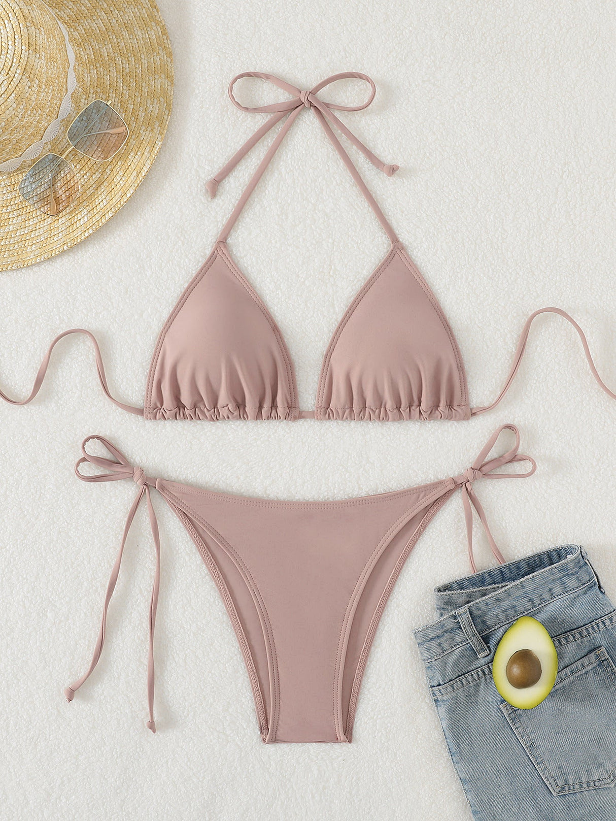 Swimwear Women Bandage Women Triangle Bathing Suits 2 Pieces Bikini Bowknot Swimsuit Bikini Set Swimwear Bikini Sets Bikinis Bathing Suit Push Up Swimsuit Summer Beachwear