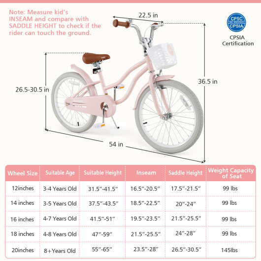 20 Inch Kids Bike with Training Wheels for Boys Girls