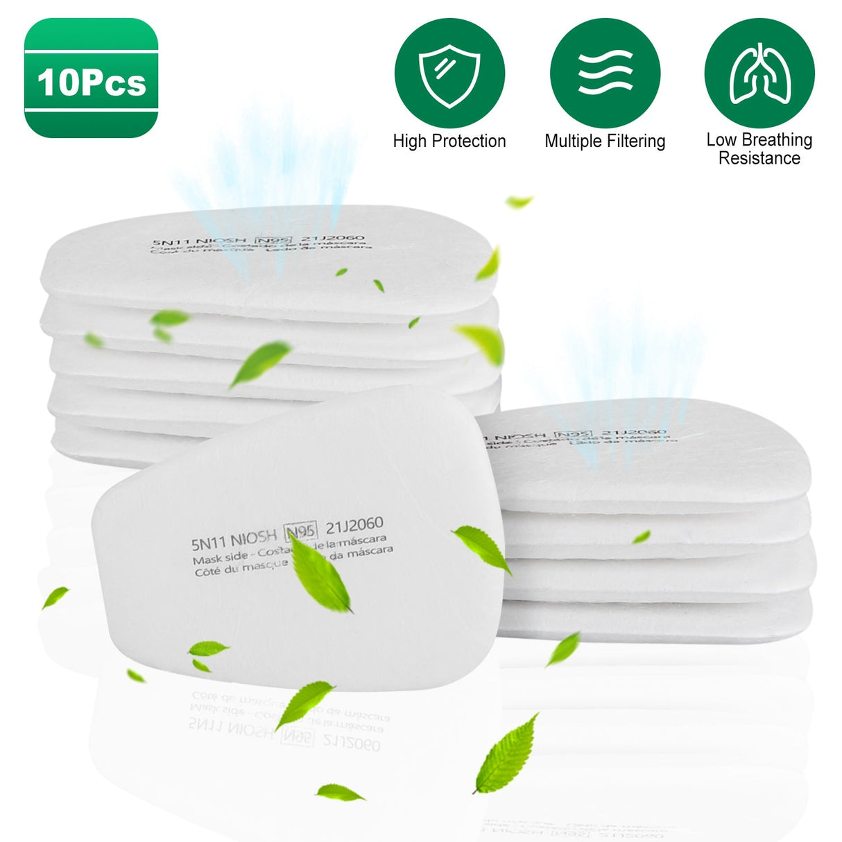 10-Pack 5N11 Respirator Filter Cotton by DirectDeals