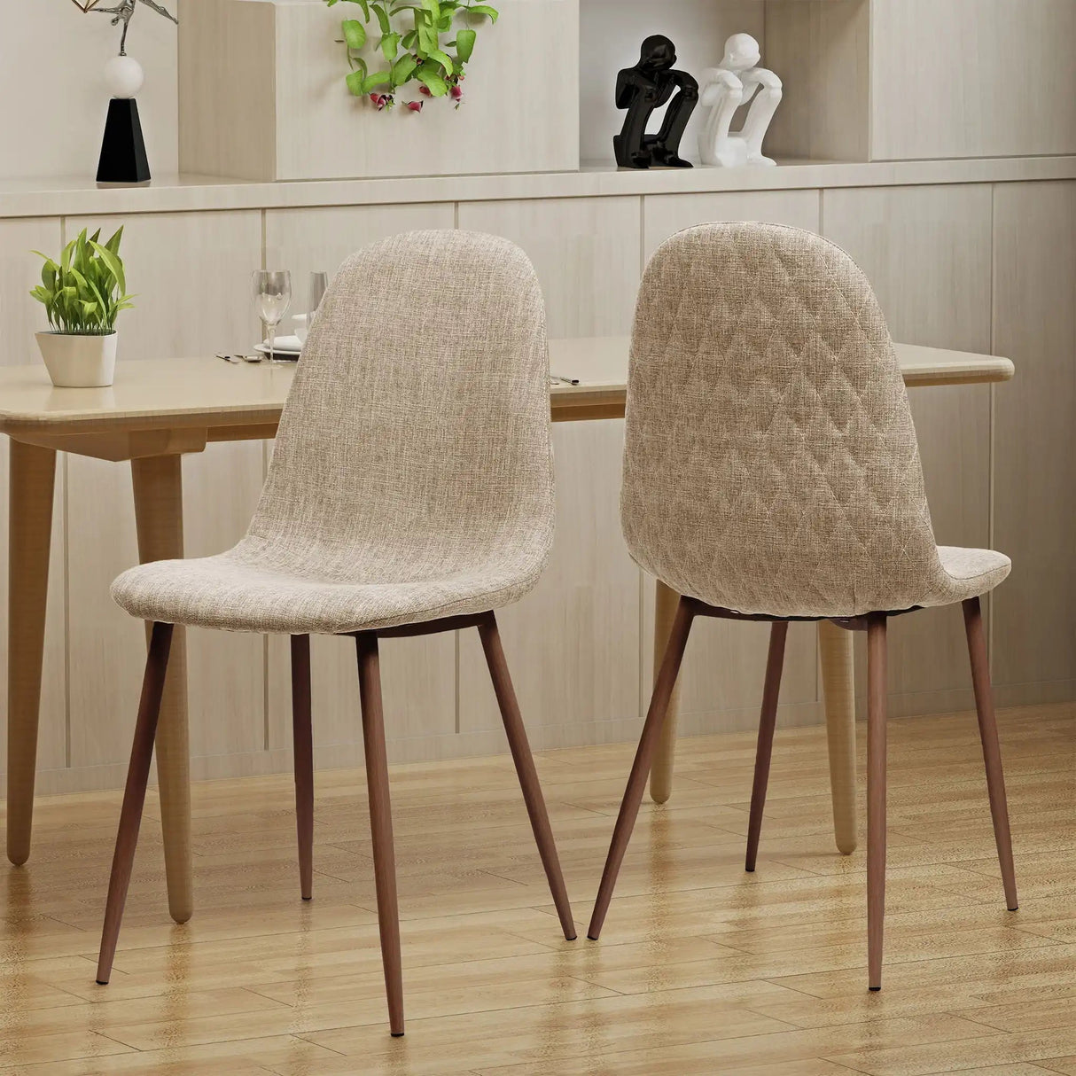 Elegant Dining Chair Set With Fabric Upholstery