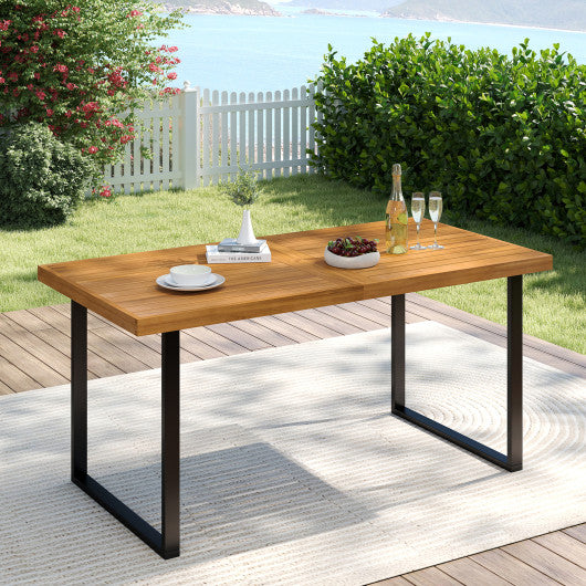 Acacia Wood Dining Table for 6 People Wooden Rectangular Table