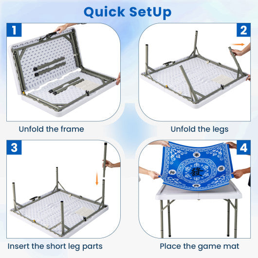 35 Inch 4 Player Game Card Folding Mahjong Table with Cup Holders-Pink