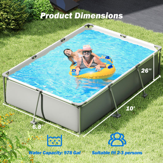 690/978/1158/1617 Gal Outdoor Family Swimming Pool with Metal Frame-10 ft