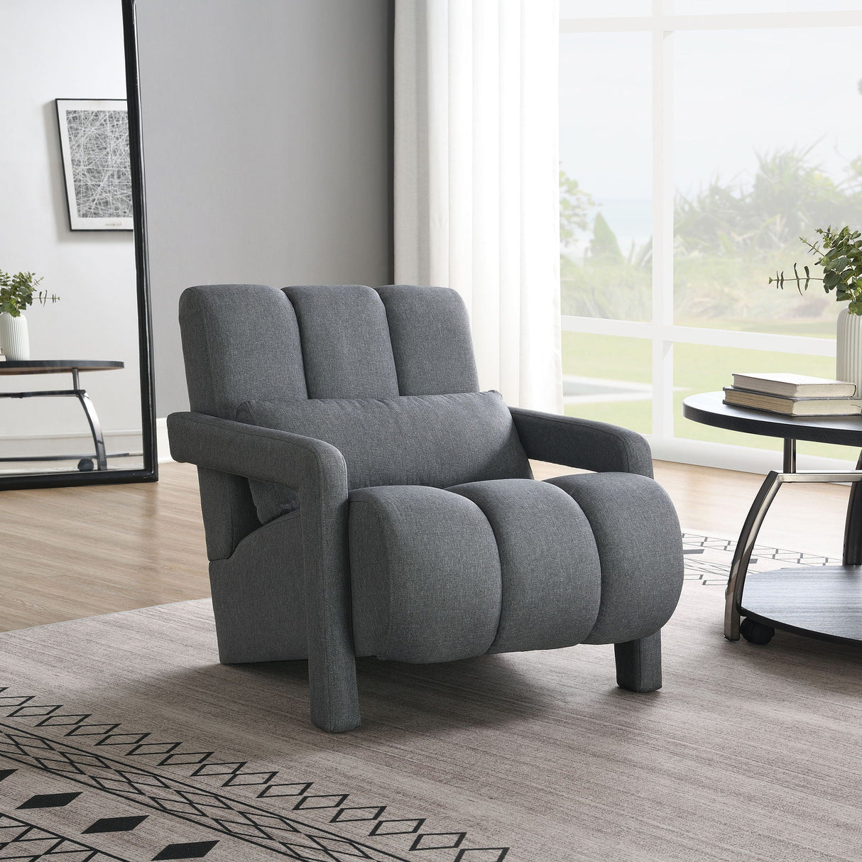 Modern Upholstered Accent Chair, Comfortable Linen Fabric With A Pillow For Living Room by Couch.com